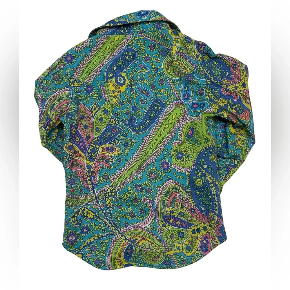 Ralph Lauren Girl Paisley flower pearl snap‎ long sleeve 100 cotton shirt 2T